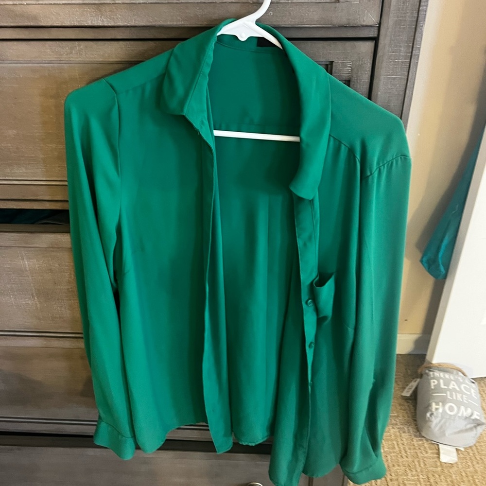 Green collared blouse from THE LIMITED